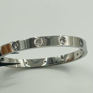 NEW Titanium Love Screw Bangle Bracelet with Cubic zirconia,& Screwdriver opener